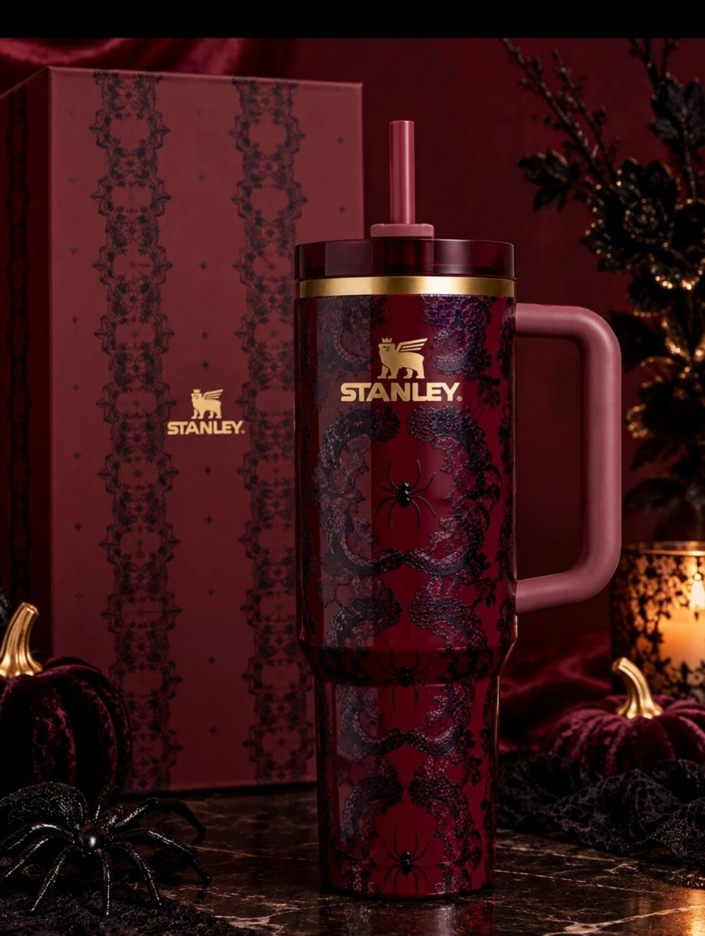 Stanley Limited Edition HALLOWEEN Bordeaux Lace Flowstate Tumbler 40oz